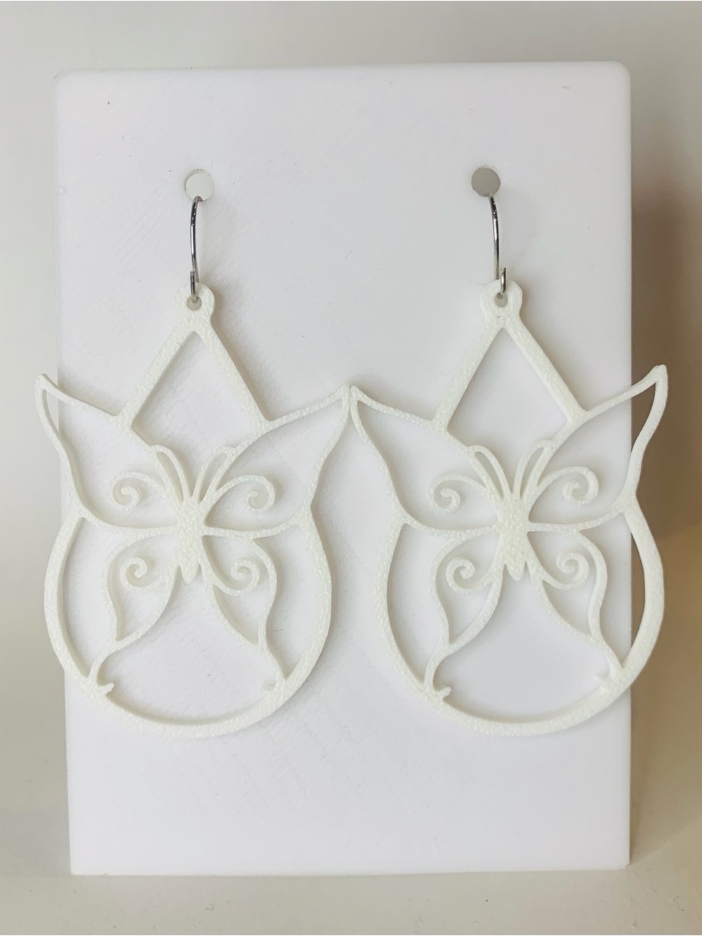 White Butterfly Filigree Drop Earrings - Women Accessories